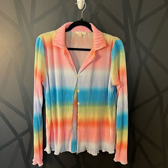 easel Tops - Easel Multicolor Striped Button Down Shirt